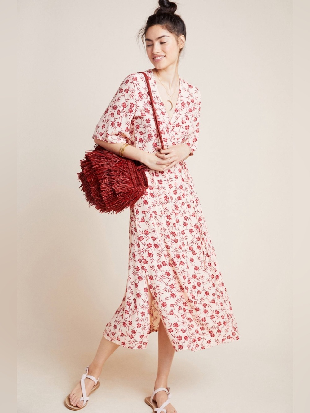 Faithfull the Brand x Anthropologie Faithfull Rivera Midi Dress Sz. L